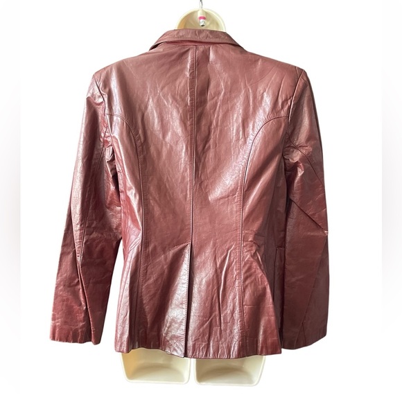 Vintage SHEPLERS Women's Burgundy Leather Western Blazer Jacket Size 16 Cowgirl - Picture 6 of 16